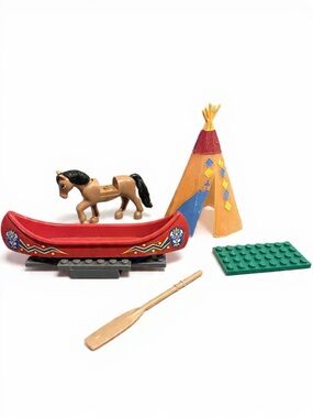 LEGO Kids Toy Canoe Paddle Playset Horse & Vintage Comanche Teepee